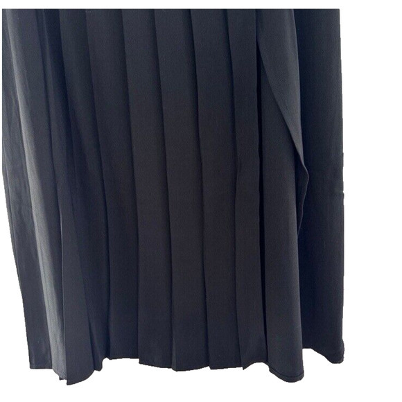 Nordstrom Open Edit S Pleated Large Black Pleated Slit Hem Midi Skirt - Picture 8 of 11